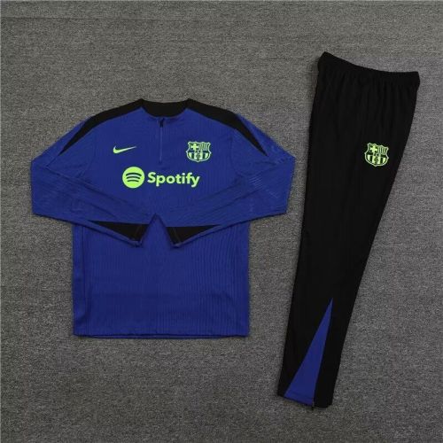 2024 Barcelona Dark Blue/Black Soccer Training Sweater and Pants