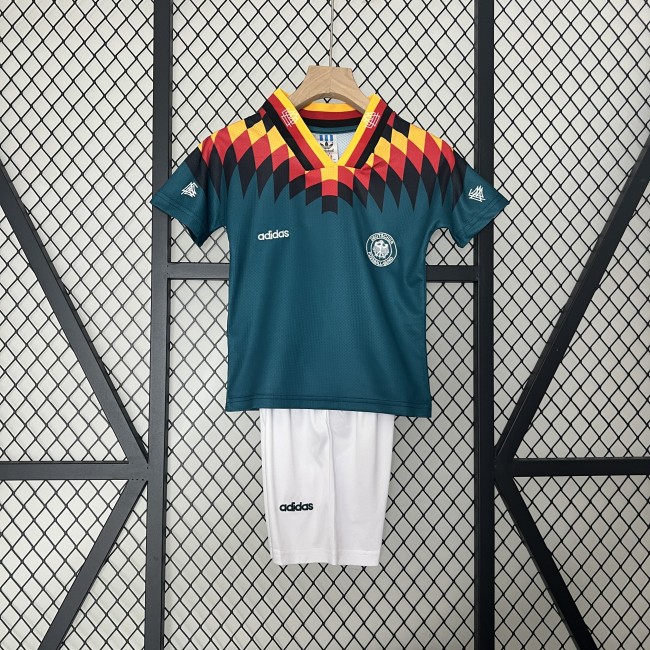 Retro Youth Uniform 1994 Germany Away Green Soccer Jersey Shorts Vintage Child Football Kit