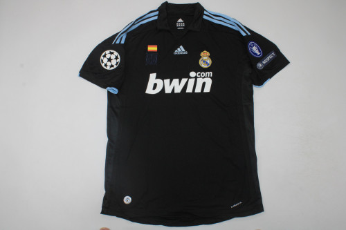with UCL Patch Retro Jersey 2009-2010 Real Madrid Away Black Soccer Jersey Vintage Real Football Shirt