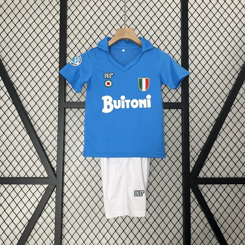 Retro Youth Uniform 1987-1988 Napoli Home Soccer Jersey Shorts Vintage Child Football Kit