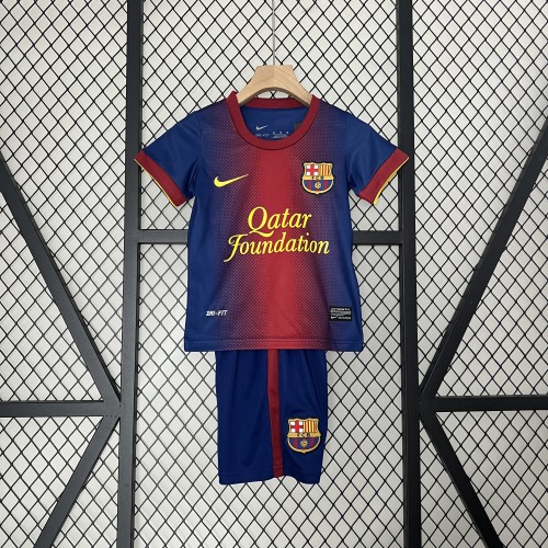 Retro Youth Uniform 2012-2013 Barcelona Home Soccer Jersey Shorts Vintage Child Football Kit