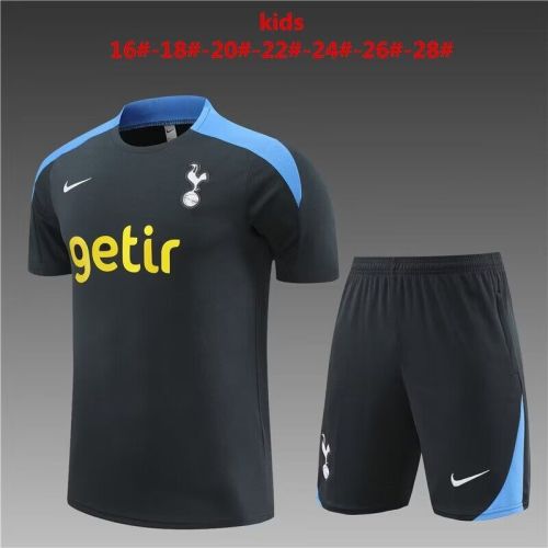 Youth Uniform Kids Kit 2024 Tottenham Hotspur Dark Blue Soccer Training Jersey Shorts Child Football Set
