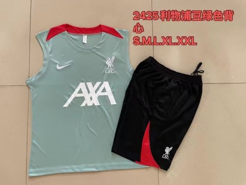 Adult Uniform 2024 Liverpool Light Green Soccer Vest and Shorts Football Kit