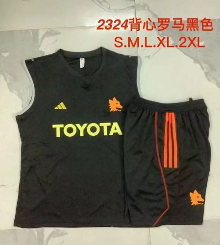 Adult Uniform 2023-2024 As Roma Black Soccer Vest and Shorts Football Kit