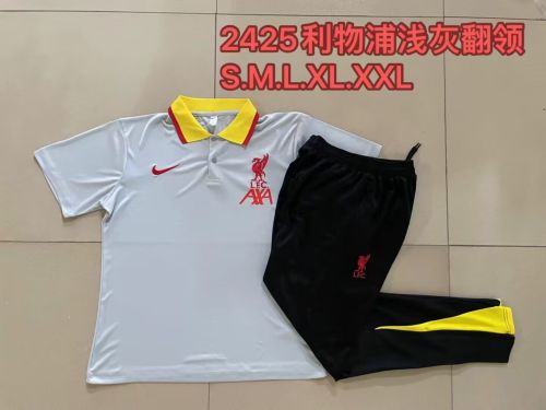 Adult Uniform 2024 Liverpool Light Grey Soccer Polo and Pants