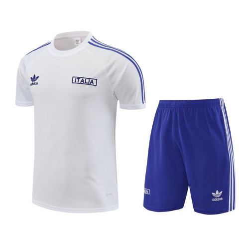 Adult Uniform 2024 Italy White Soccer Training Jersey and Shorts Football Kits