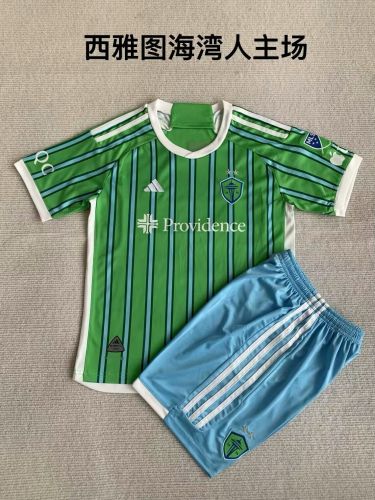 Youth Uniform Kids Kit 2024-2025 Seattles Sounders Home SoccerJersey Shorts Child Football Set