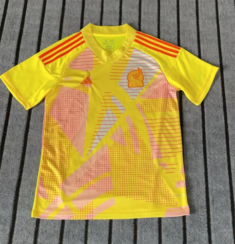 Fan Version 2024 Mexico Yellow Goalkeeper Soccer Jersey Adulto Camiseta de Futbol