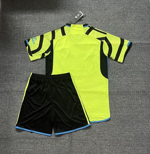 Adult Uniform 2023-2024 Arsenal Away Yellow Soccer Jersey Shorts Football Kit