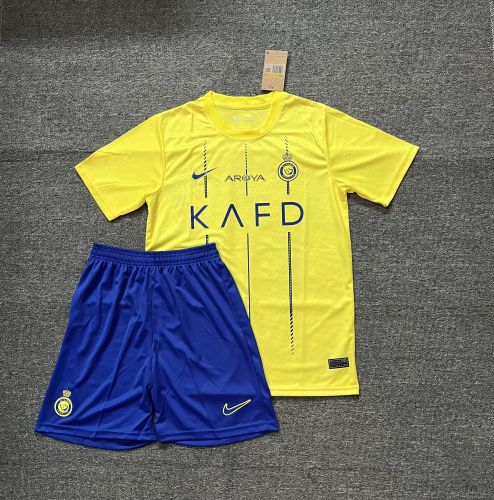 Adult Uniform 2023-2024 Al Nassr Home Soccer Jersey Shorts Football Kit