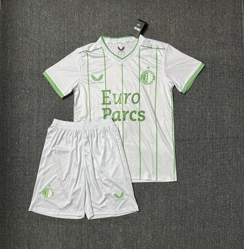 Adult Uniform 2023-2024 Feyenoord Rotterdam Third Away White Soccer Jersey Shorts Football Kit