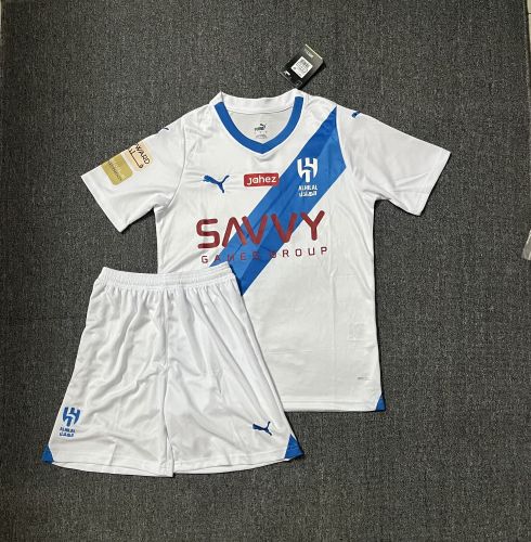 Adult Uniform 2023-2024 Al-Hilal Saudi Away White Soccer Jersey Shorts Football Kit