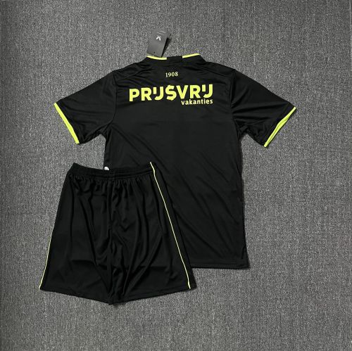 Adult Uniform 2023-2024 Feyenoord Rotterdam Fourth Away Black Soccer Jersey Shorts Football Kit