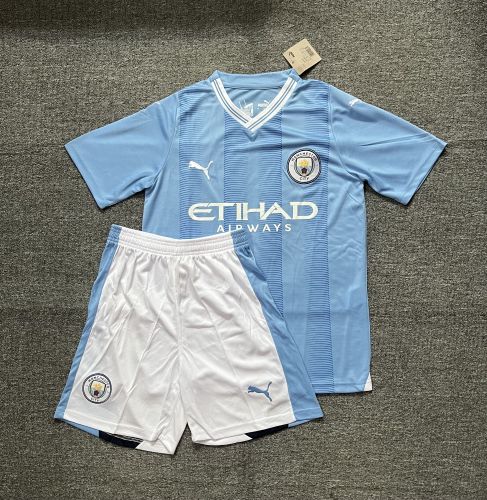 Adult Uniform 2023-2024 Manchester City Home Soccer Jersey Shorts Man City Football Kit
