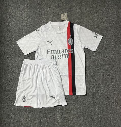 Adult Uniform 2023-2024 AC Milan Away White Soccer Jersey Shorts AC Football Kit