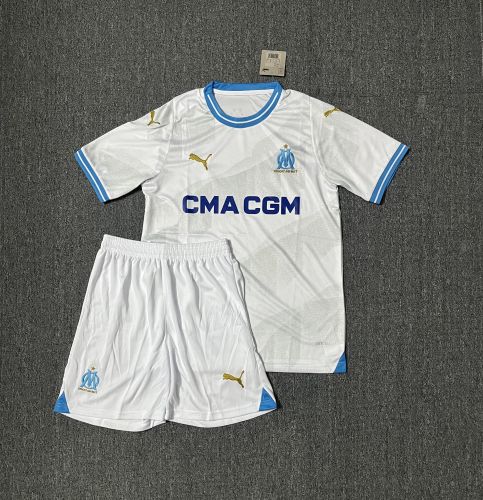 Adult Uniform 2023-2024 Olympique de Marseille Home Soccer Jersey Shorts Football Kit