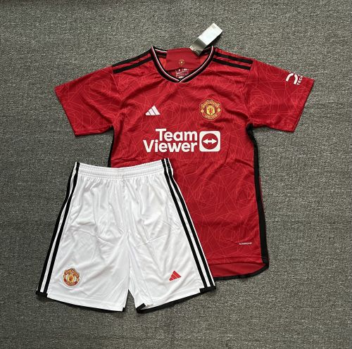 Adult Uniform 2023-2024 Manchester United Home Soccer Jersey Shorts Man U Football Kit