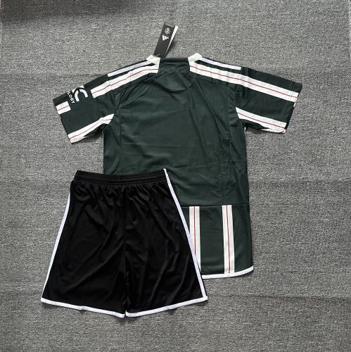 Adult Uniform 2023-2024 Manchester United Away Green Soccer Jersey Shorts Man U Football Kit