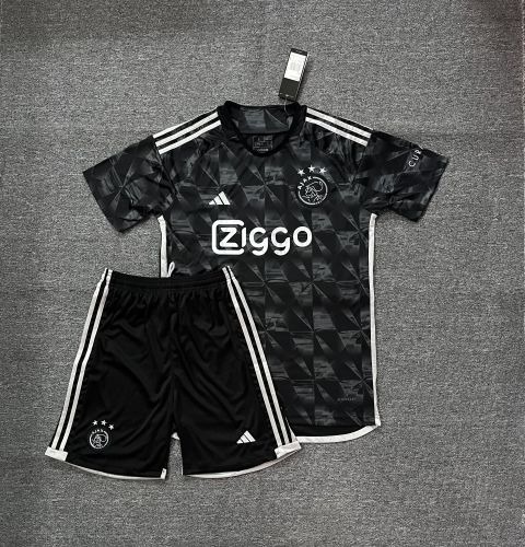 Adult Uniform 2023-2024 Ajax Third Away Black Soccer Jersey Shorts Football Kit