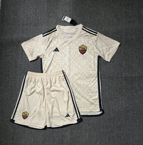 without Sponor Logo Adult Uniform 2023-2024 As Roma Away Soccer Jersey Shorts Football Kit