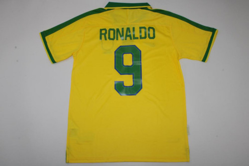Retro Jersey 1997 Brazil 9 RONALDO Home Soccer Jersey Vintage Brasil Camisetas de Futbol