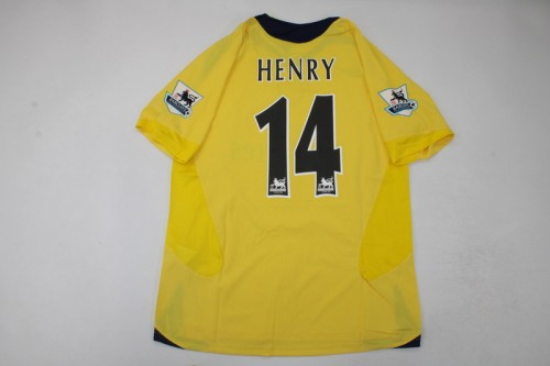 with EPL Patch Retro Jersey 2006-2007 Arsenal HENRY 14 Away Yellow Soccer Jersey Vintage Football Shirt