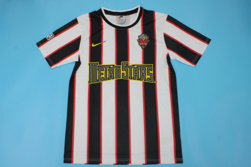with MLS Patch Retro Jersey 1997 METROSTARS Away Soccer Jersey Vintage New York Red Bulls Football Shirt