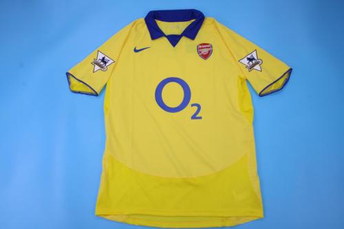 with EPL Patch Retro Jersey 2003-2005 Arsenal Away Yellow Soccer Jersey Vintage Football Shirt