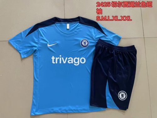 Adult Uniform 2024 England Light Blue Soccer Training Jersey and Shorts Football Kits