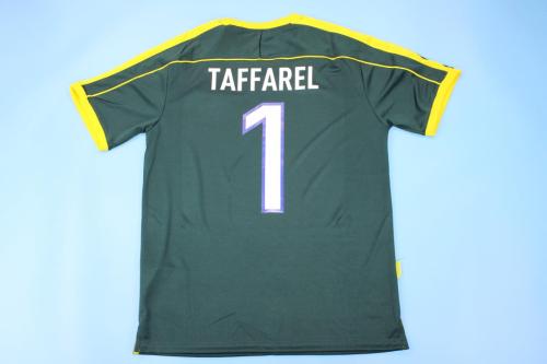 with Front Lettering Retro Jersey 1998 Brazil TAFFAREL 1 Dark Green Goalkeeper Soccer Jersey Vintage Brasil Camisetas de Futbol