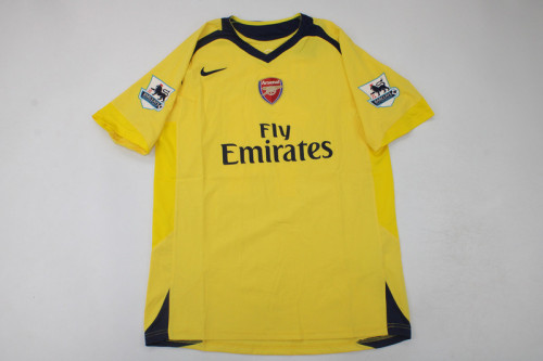 with EPL Patch Retro Jersey 2006-2007 Arsenal Away Yellow Soccer Jersey