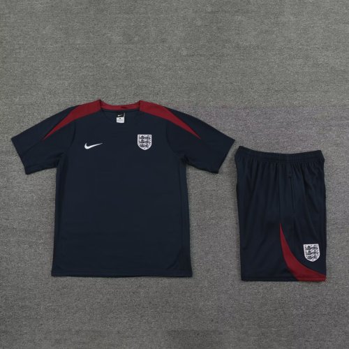 Adult Uniform 2024 England Dark Blue Soccer Training Jersey and Shorts Football Kits