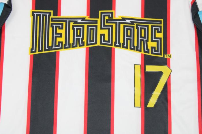 with MLS Patch Retro Jersey 1997 METROSTARS BEZINN 17 Away Soccer Jersey Vintage New York Red Bulls Football Shirt