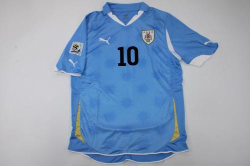 with 2010 World Cup Patch Retro Jersey 2010 Uruguay Home Soccer Jersey Vintage Football Shirt