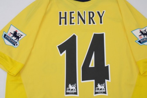 with EPL Patch Retro Jersey 2006-2007 Arsenal HENRY 14 Away Yellow Soccer Jersey Vintage Football Shirt