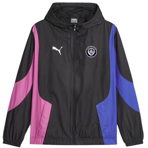 2024 Manchester City Black/Pink/Blue Soccer Windbreaker Jacket Football Jacket