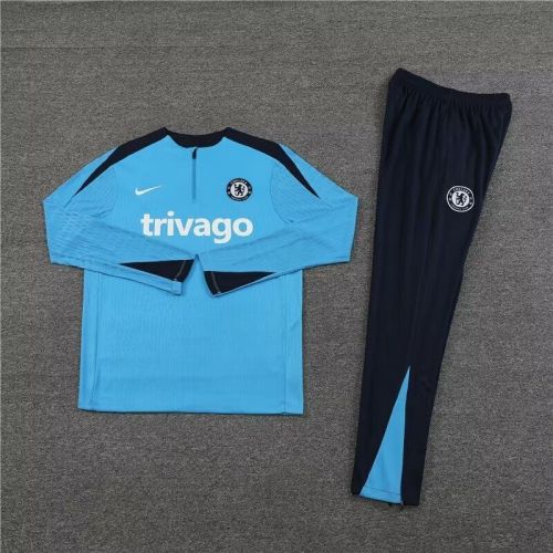2024 Chelsea Sky Blue Soccer Training Sweater and Pants Football Kit
