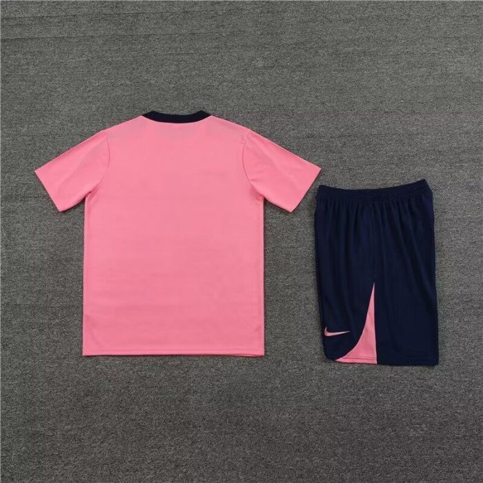 Adult Uniform 2024 Atletico Madrid Pink/Dark Blue Soccer Training Jersey and Shorts Football Kits