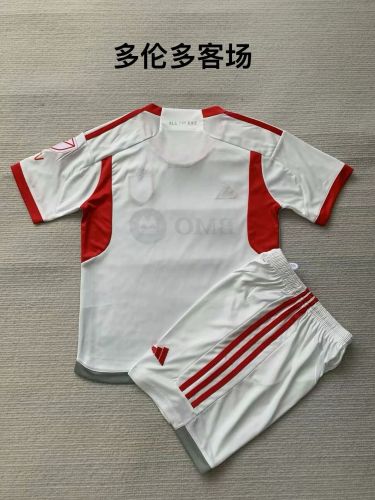 Youth Uniform Kids Kit 2024-2025 Toronto FC Away White Soccer Jersey Shorts Child Football Set