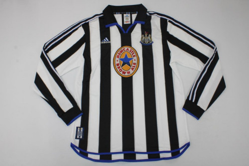 Long Sleeve Retro Jersey 1999-2000 Newcastle United Home Soccer Jersey Vintage Football Shirt