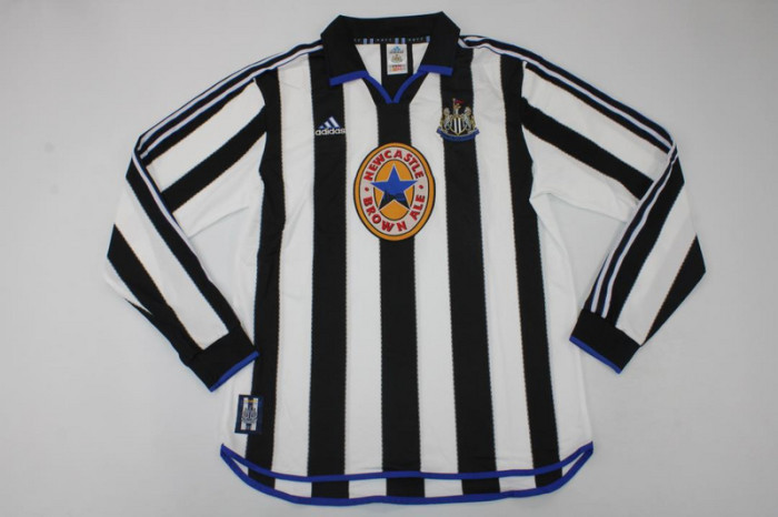 Long Sleeve Retro Jersey 1999-2000 Newcastle United SHEARER 9 Home Soccer Jersey Vintage Football Shirt