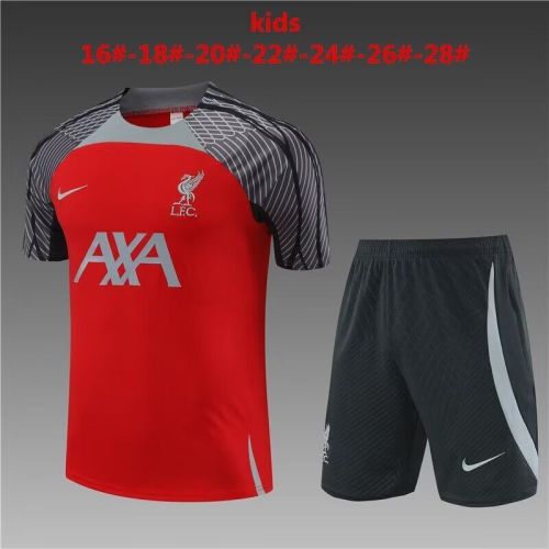 Youth Uniform Kids Kit 2024 Liverpool Red Soccer Training Jersey Shorts Child Football Set