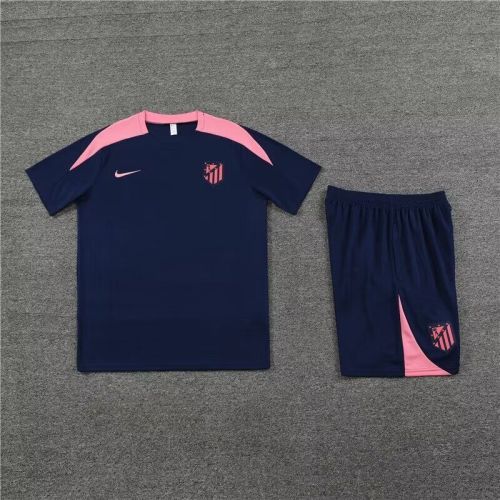 Adult Uniform 2024 Atletico Madrid Dark Blue/Pink Soccer Training Jersey and Shorts Football Kits