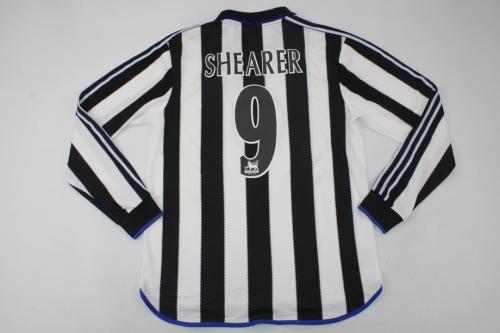 Long Sleeve Retro Jersey 1999-2000 Newcastle United SHEARER 9 Home Soccer Jersey Vintage Football Shirt