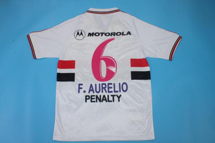 Retro Jersey Sao Paulo 1999-2000 F.AURELIO 6 Home White Soccer Jersey Vintage Football Shirt