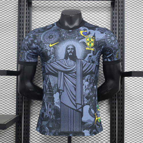 Player Version 2024 Brazil Black Jesus Special Edition Soccer Jersey Brasil Football Shirt