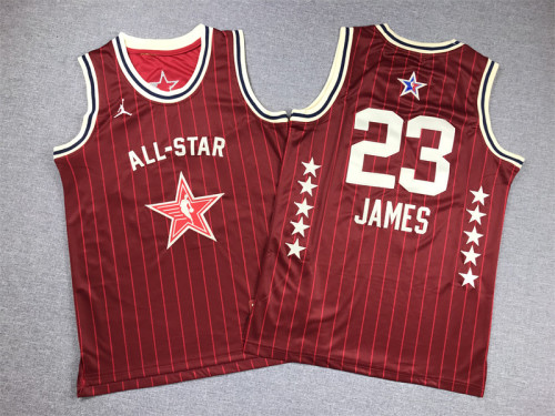 Youth NBA All Stars 23 JAMES Basketball Shirt Red Kids NBA Jersey