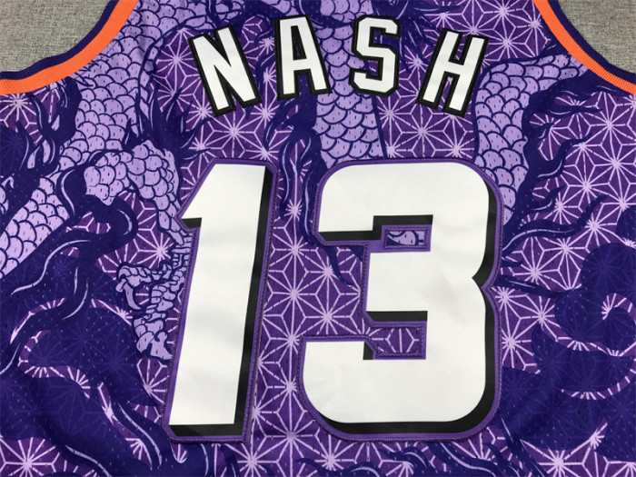 Mitchell&ness 1996-97 Phoenix Suns 13 NASH Purple NBA Jersey Dragon Basketball Shirt