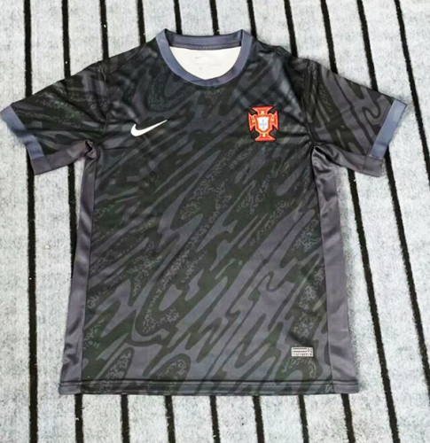 Fan Version Portugal 2024 Black Goalkeeper Soccer Jersey Football Shirt