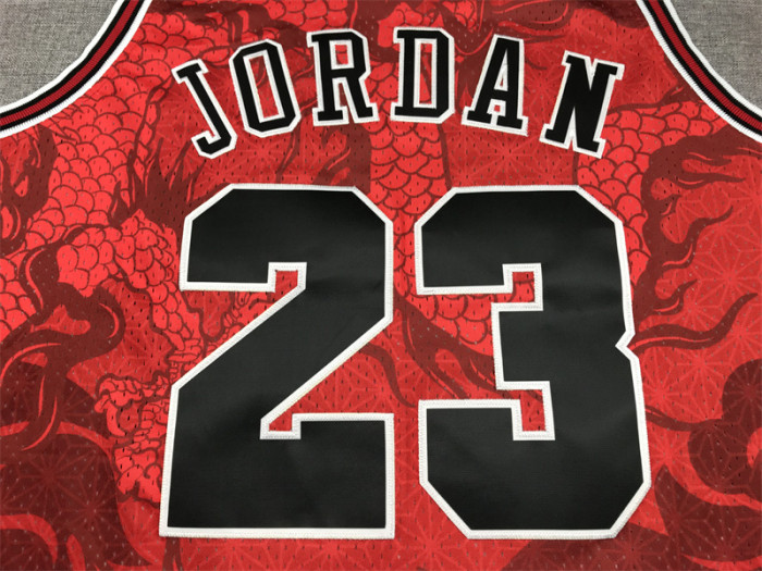 Mitchell&ness 1997-98 Chicago Bulls 23 JORDAN Basketball Shirt Red Dragon NBA Jersey